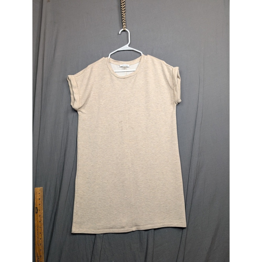 Calvin Klein T Shirt Dress Womens Beige Fleece Short Sleeve Comfort Small
